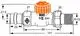 Thermostat-Ventilunterteil von IMI Hydronic Engineering mit einem runden, orangefarbenen Einstellknopf, Anschluss an einer Seite, gerader Gewindeanschluss auf der anderen Seite.